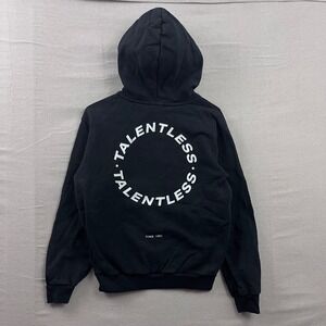 Talentless Graphic Logo Hoodie Mens Small Black Streetwear‎ Pullover Fleece